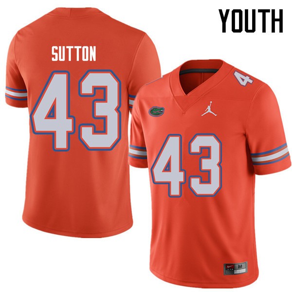 Jordan Brand Youth #43 Nicolas Sutton Florida Gators College Football Jerseys Orange
